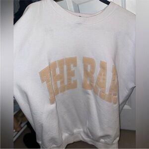 The Bar White Sweatshirt with Beige Lettering